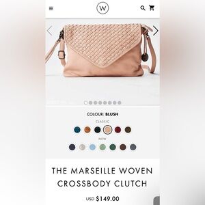 Wanderers Travel Co Marseilles Woven Crossbody Clutch in color Blush